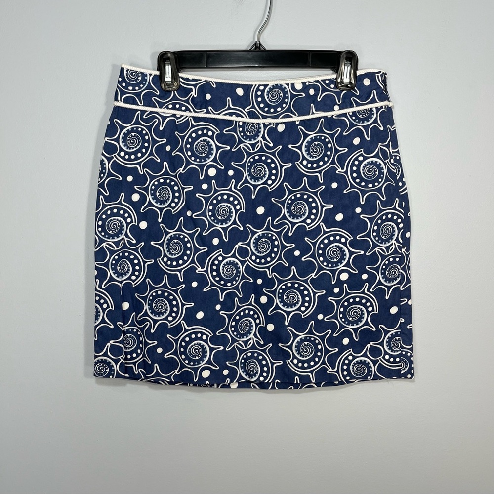 Vineyard Vines Skirt Womens 8 Blue White Lined Cotton Mini Corduroy Pattern Dots